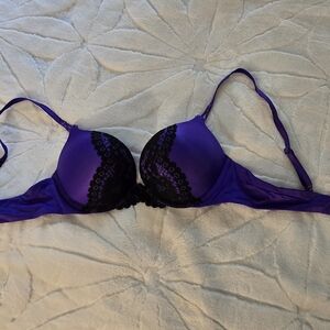 Purple and Black Lace Women's Bra